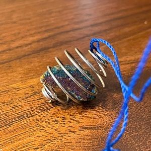 Spiral Encircled Peacock Ore Necklace (Bornite)